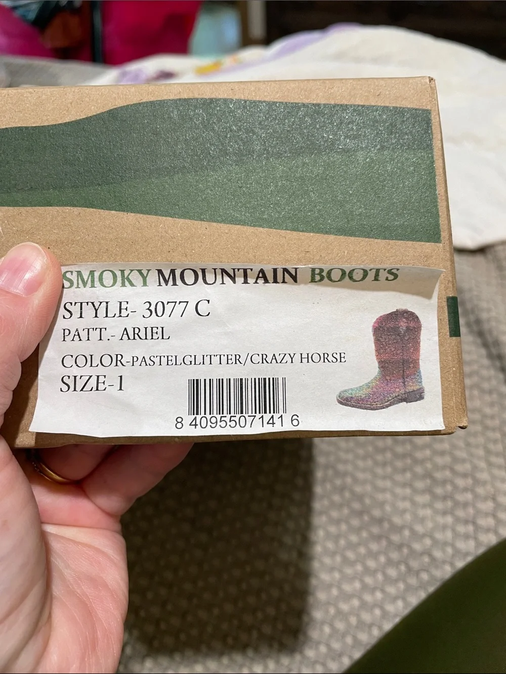 Smoky Mountain Kids' Brown Shaft Multicolor Glitter Cowboy Boots